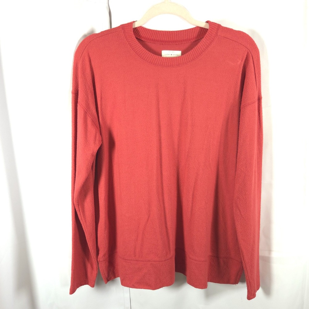 Lucky Brand Women's Medium Red Crewneck Long Sleeve Pullover Sweater